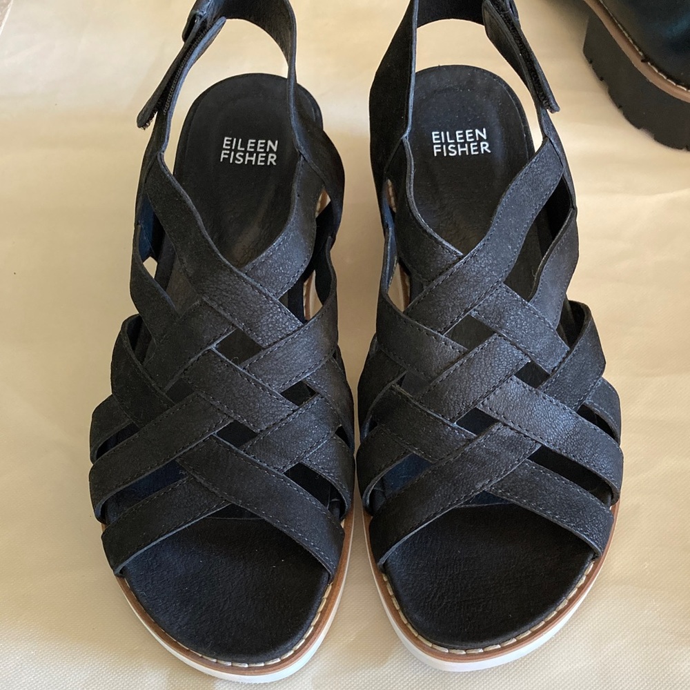 Eileen Fisher Black Strappy Sandals